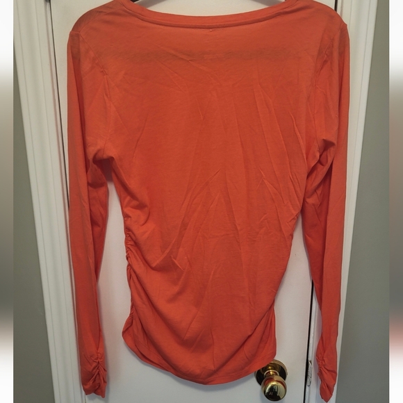 Micheal Kors Gold Studded Logo Long Sleeve Tee Size Medium Sangria (orange) - Picture 8 of 11